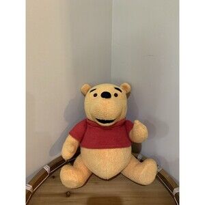 WINNIE THE POOH FLOCKED FELT STUFFED ANIMAL VINTAGE JOINTED
